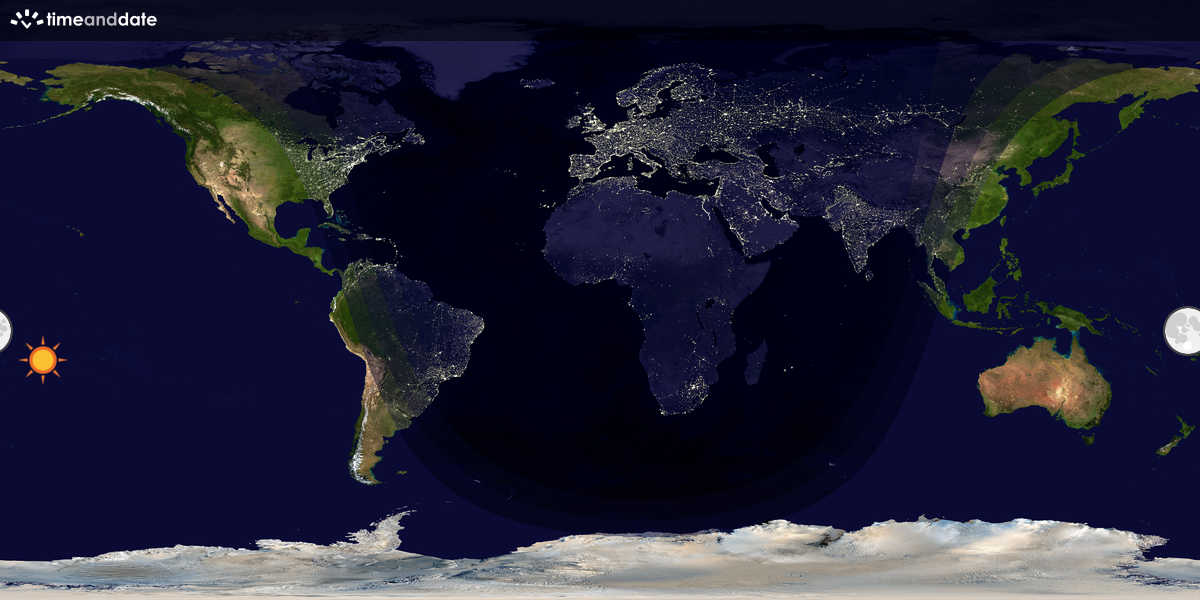 Verdenskart som viser dag og natt 