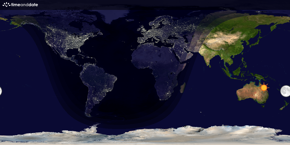 Verdenskart som viser dag og natt 