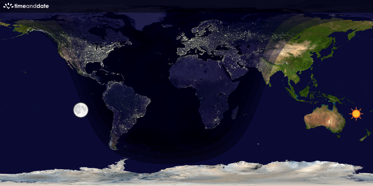 Verdenskart som viser dag og natt 