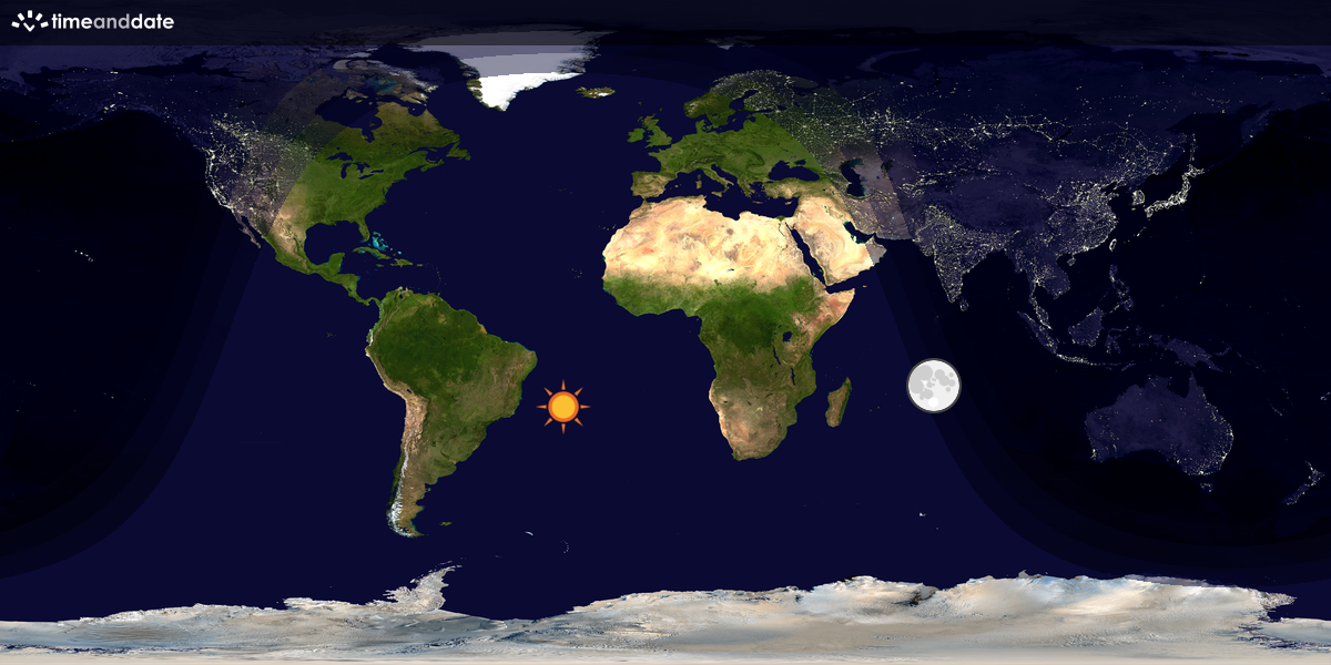 Verdenskart som viser dag og natt 
