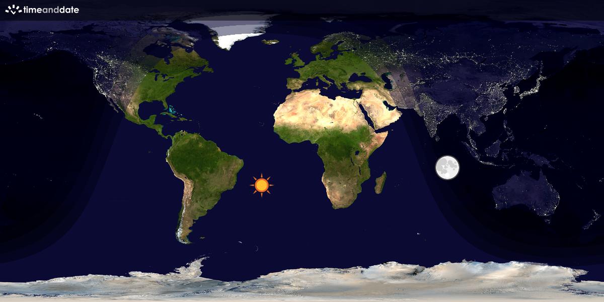 Verdenskart som viser dag og natt 