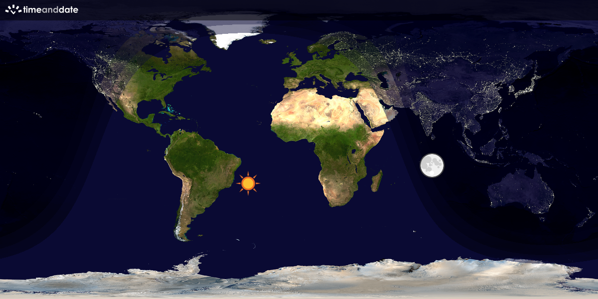 Verdenskart som viser dag og natt 