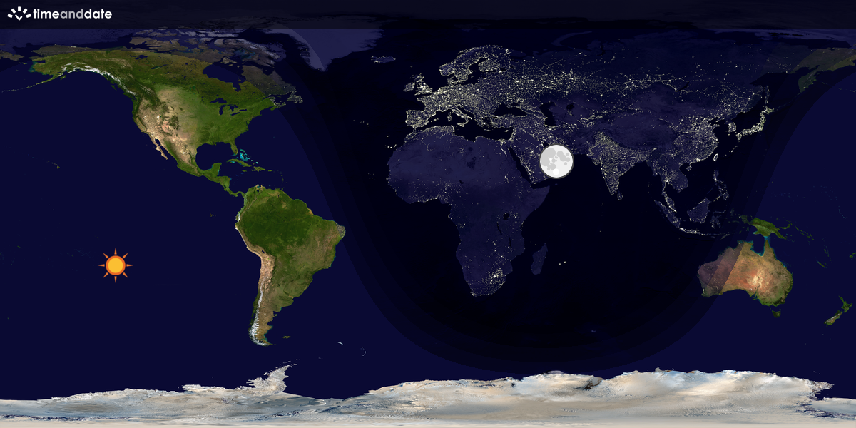 Verdenskart som viser dag og natt 