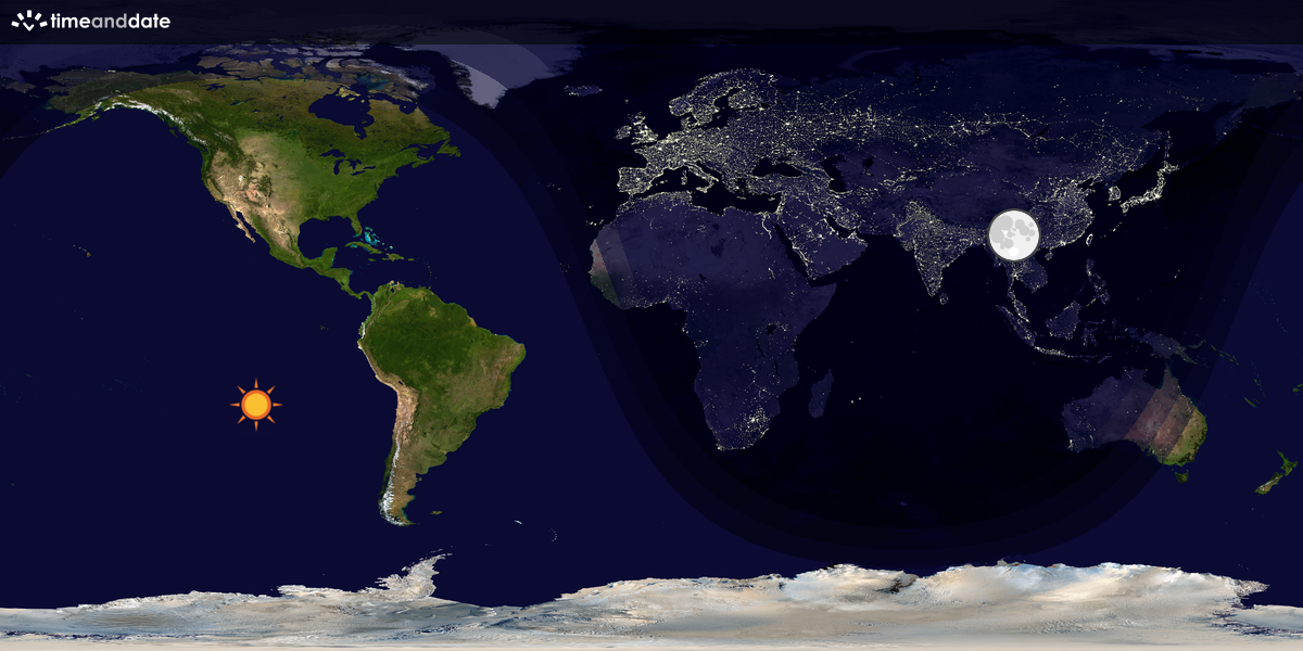 Verdenskart som viser dag og natt 