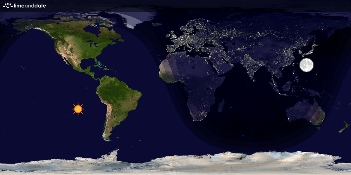 Verdenskart som viser dag og natt 