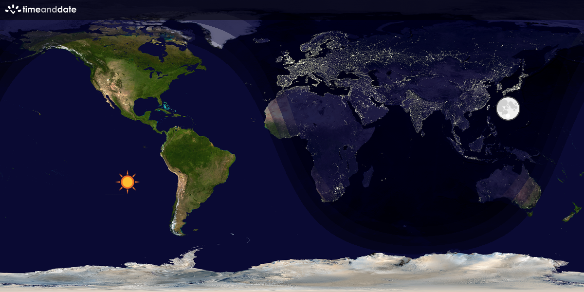 Verdenskart som viser dag og natt 