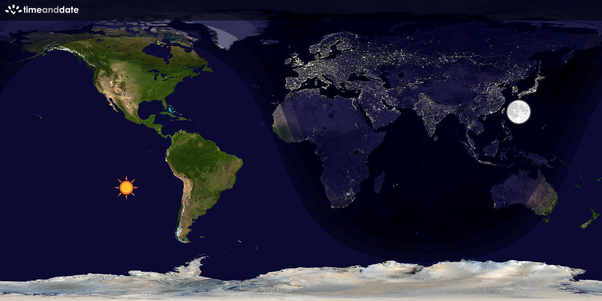Verdenskart som viser dag og natt 