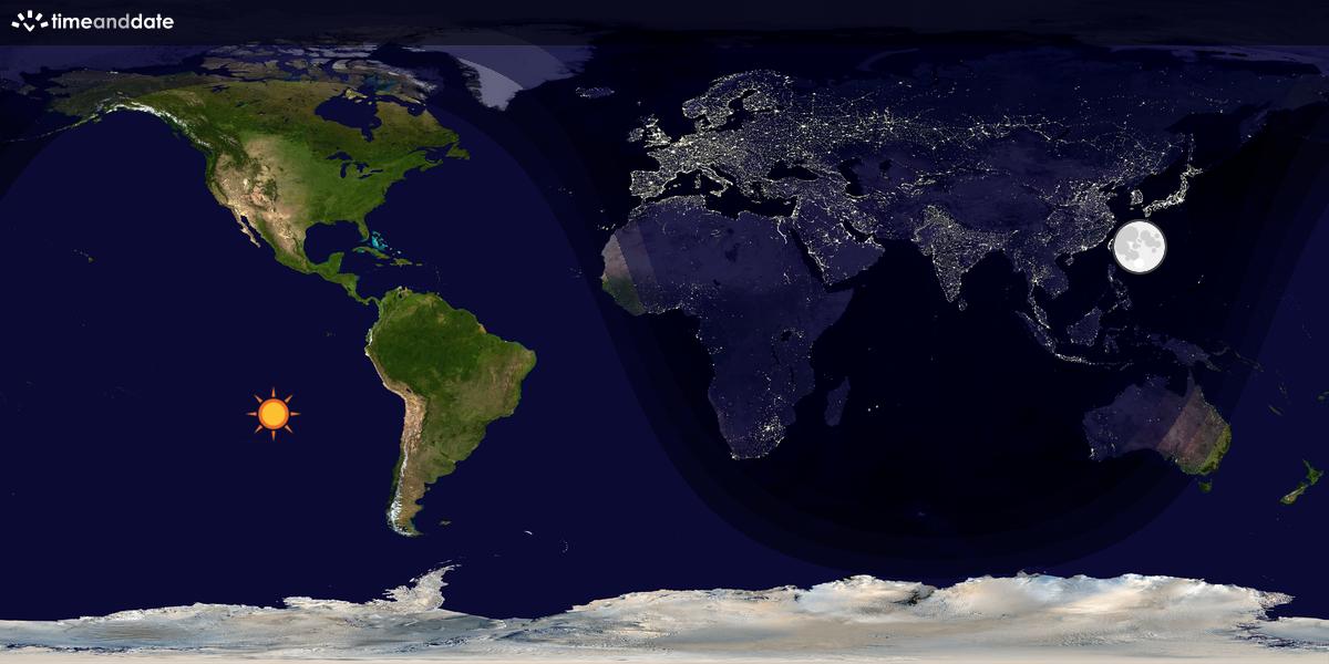 Verdenskart som viser dag og natt 