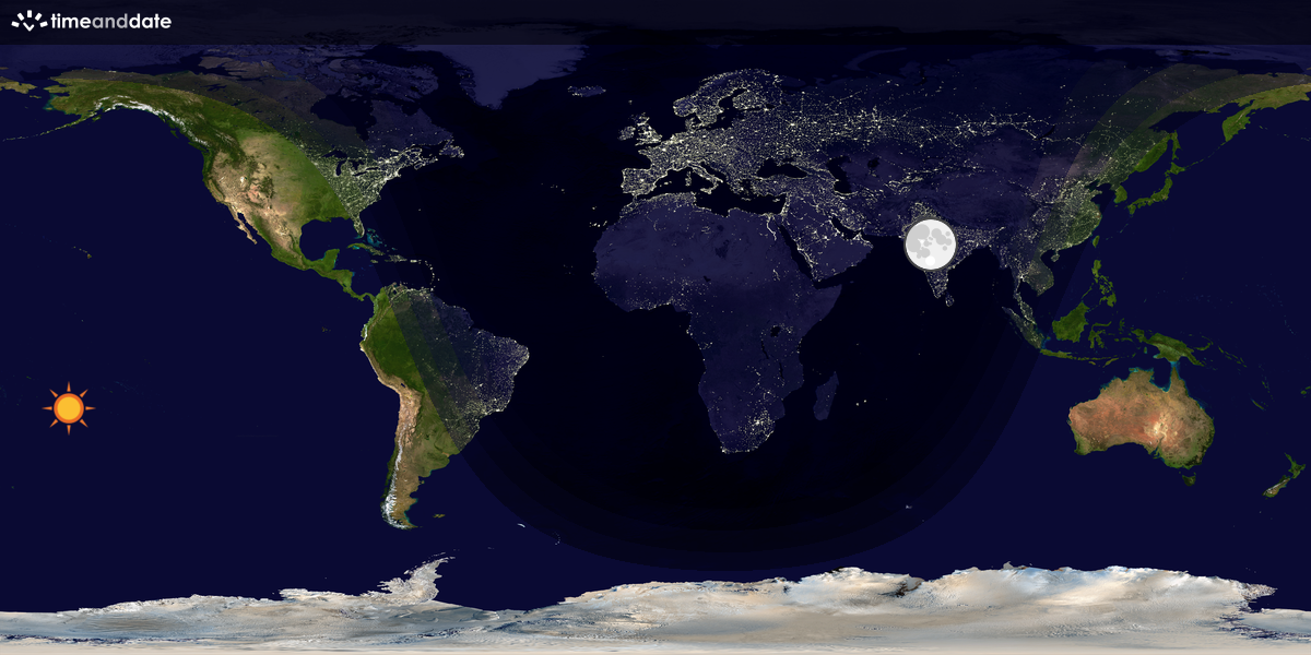 Verdenskart som viser dag og natt 