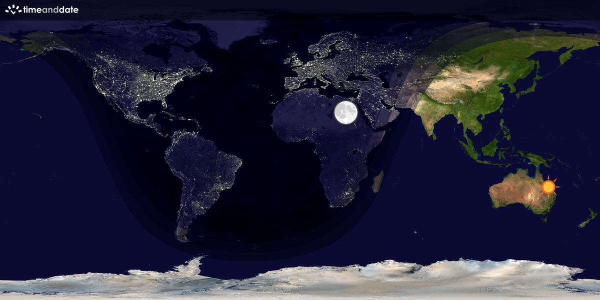 Verdenskart som viser dag og natt 