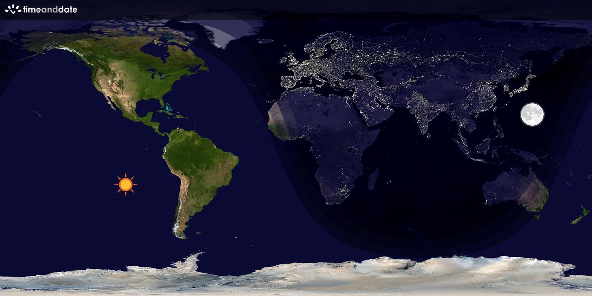 Verdenskart som viser dag og natt 
