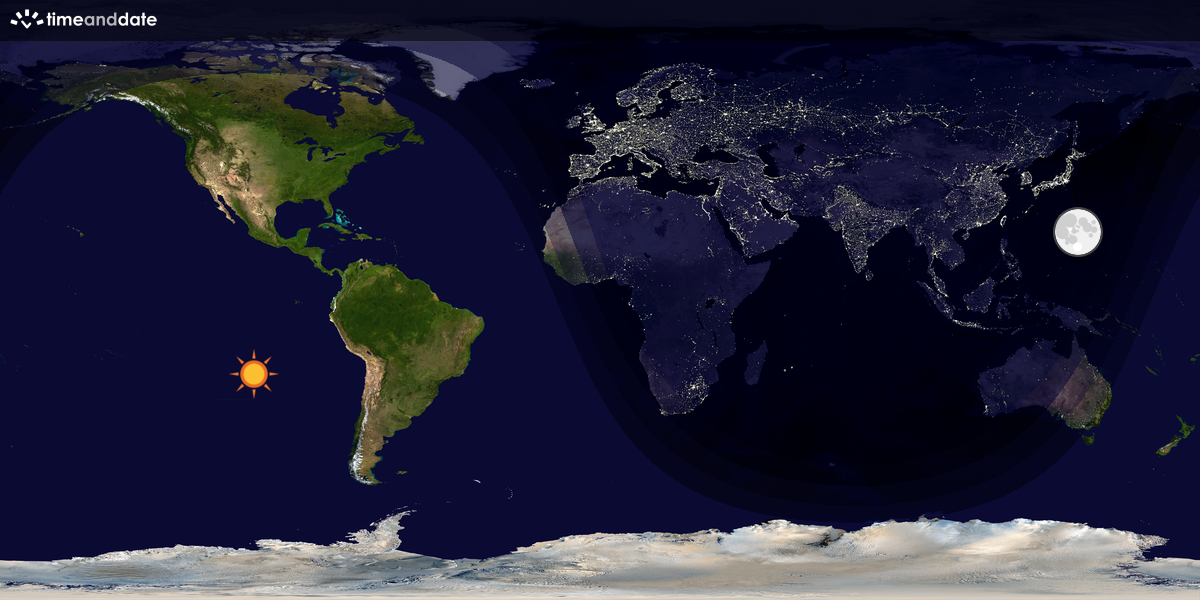Verdenskart som viser dag og natt 