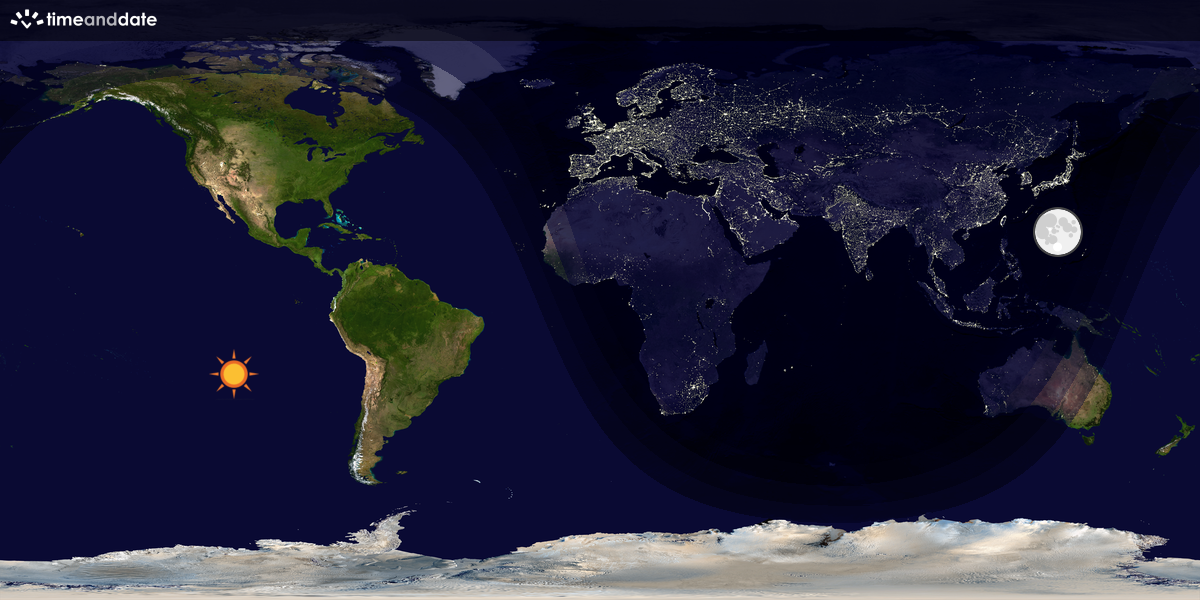 Verdenskart som viser dag og natt 