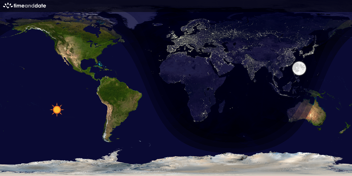 Verdenskart som viser dag og natt 