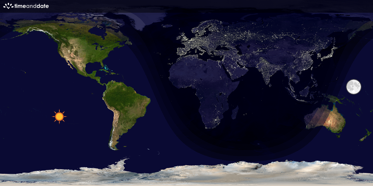 Verdenskart som viser dag og natt 