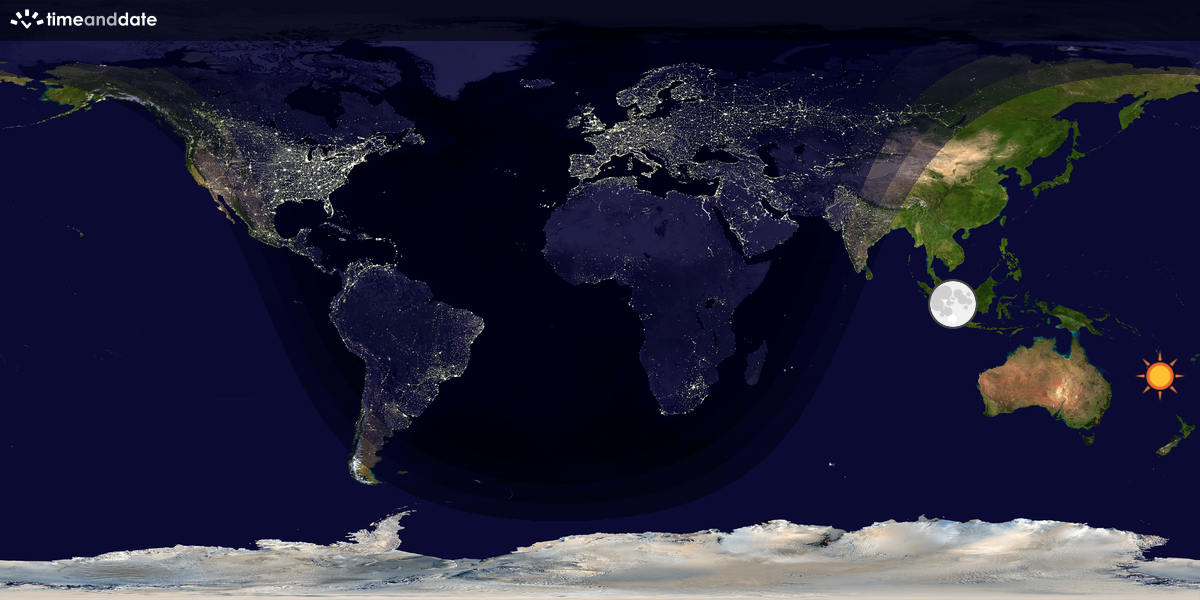 Verdenskart som viser dag og natt 