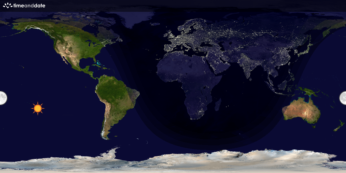 Verdenskart som viser dag og natt 