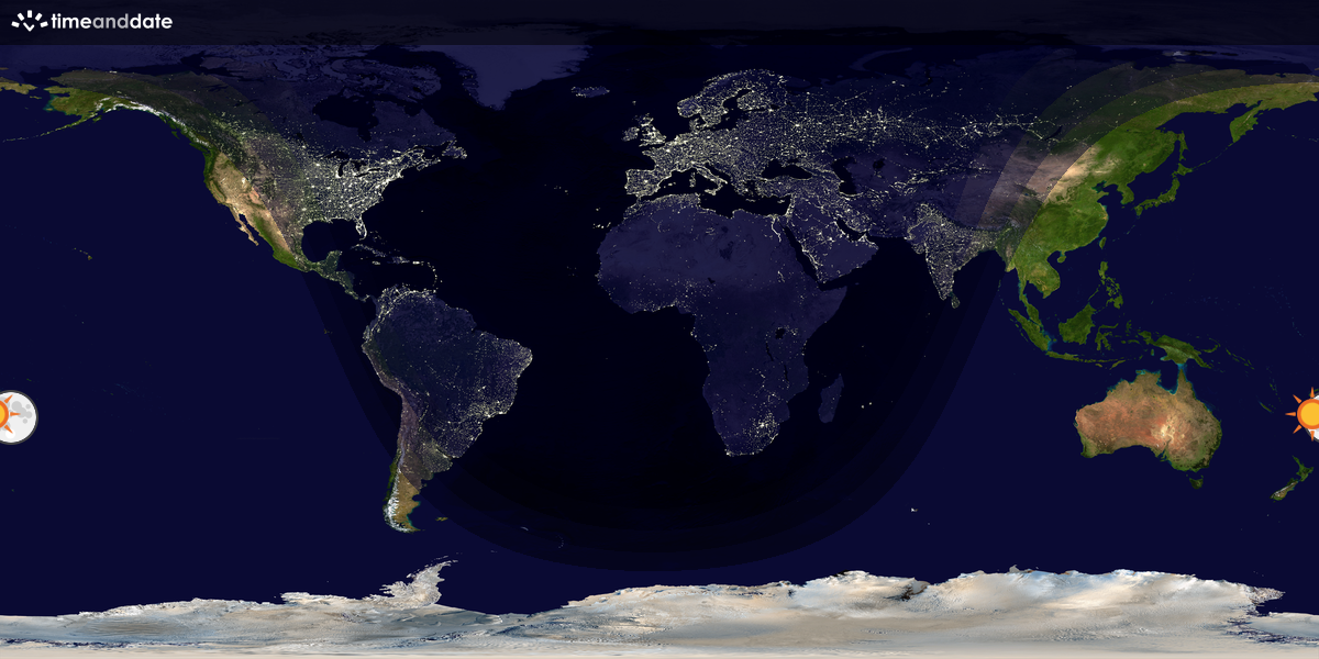 Verdenskart som viser dag og natt 