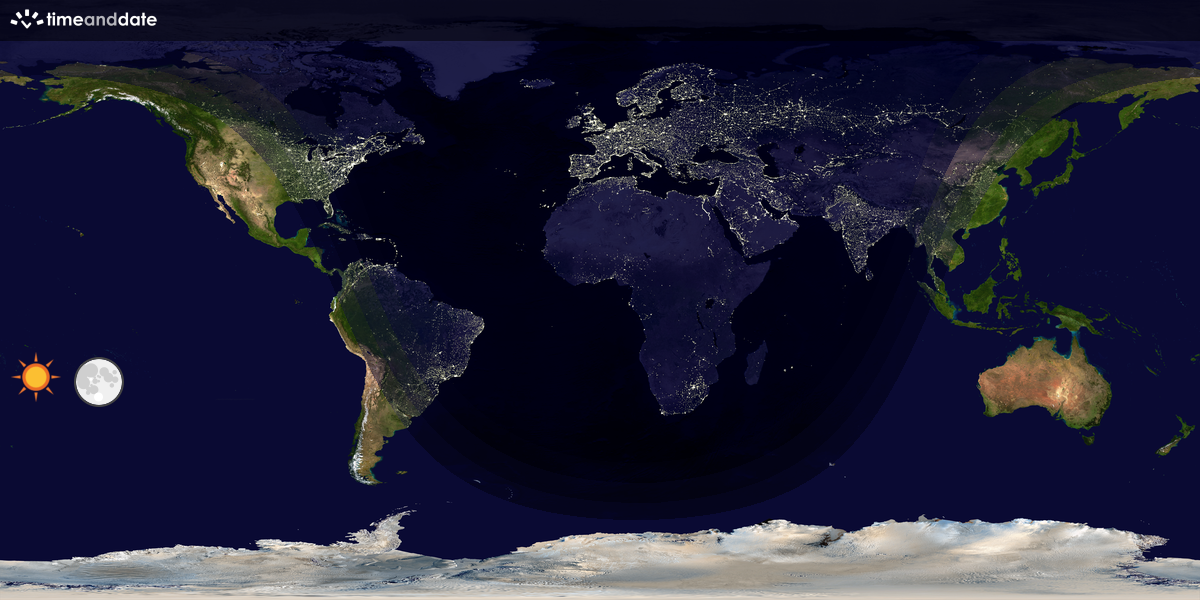 Verdenskart som viser dag og natt 