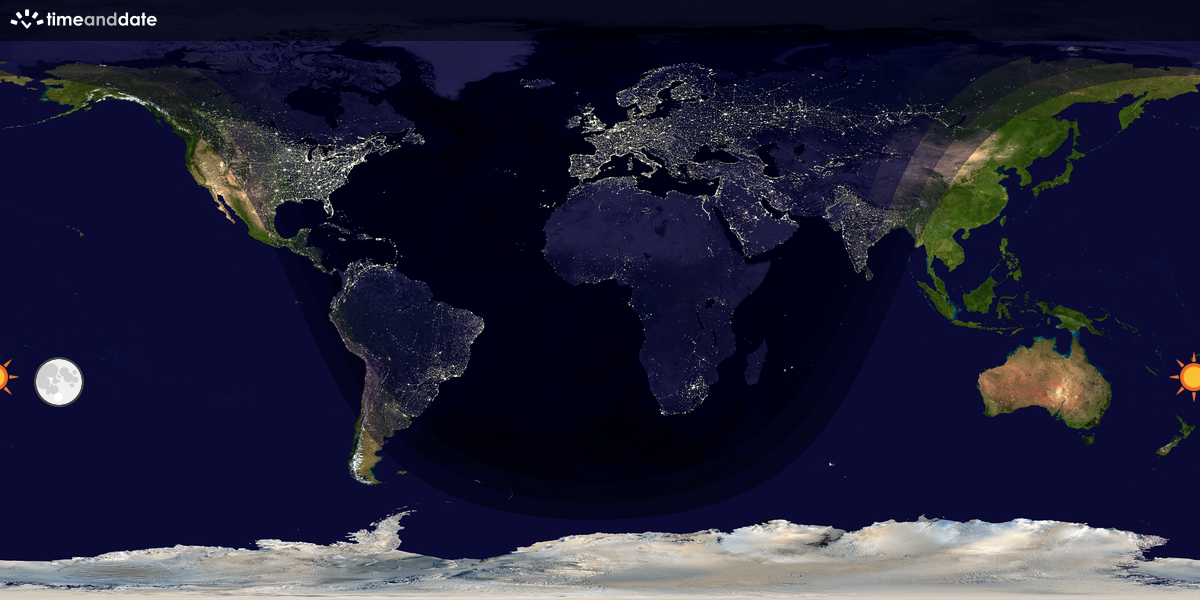 Verdenskart som viser dag og natt 
