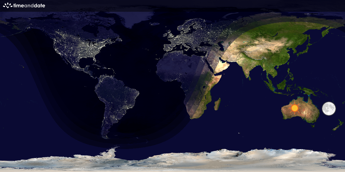 Verdenskart som viser dag og natt 