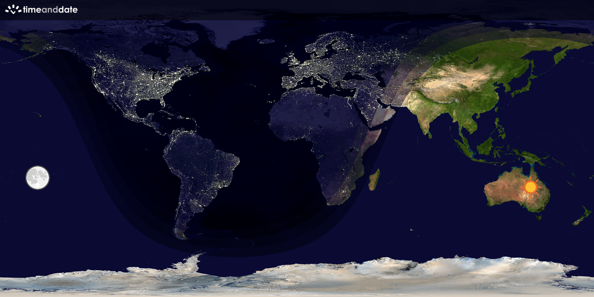 Verdenskart som viser dag og natt 