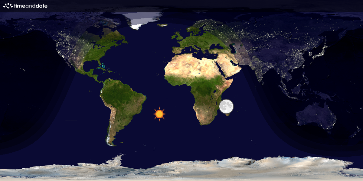 Verdenskart som viser dag og natt 