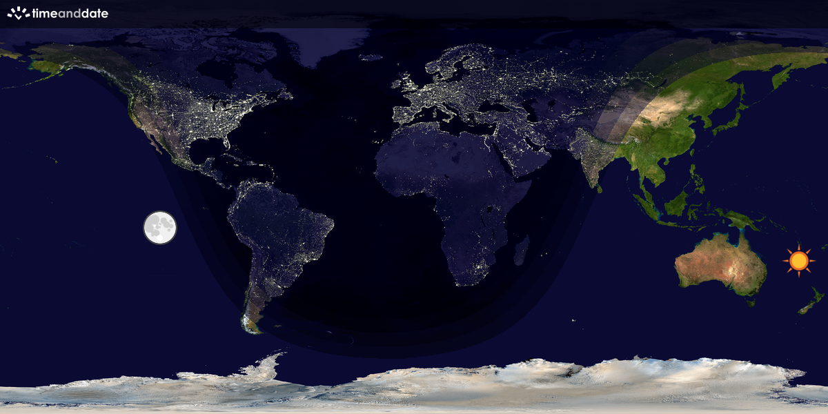 Verdenskart som viser dag og natt 