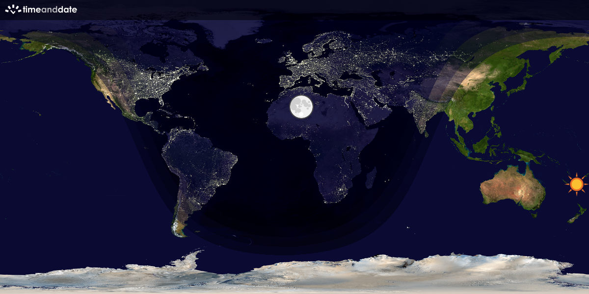 Verdenskart som viser dag og natt 
