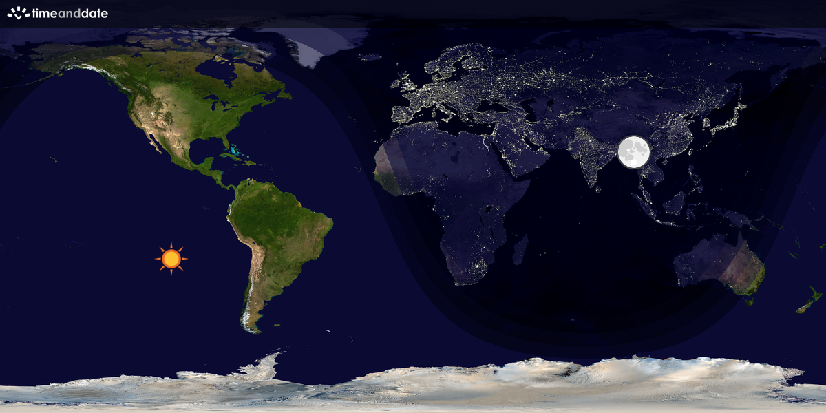 Verdenskart som viser dag og natt 