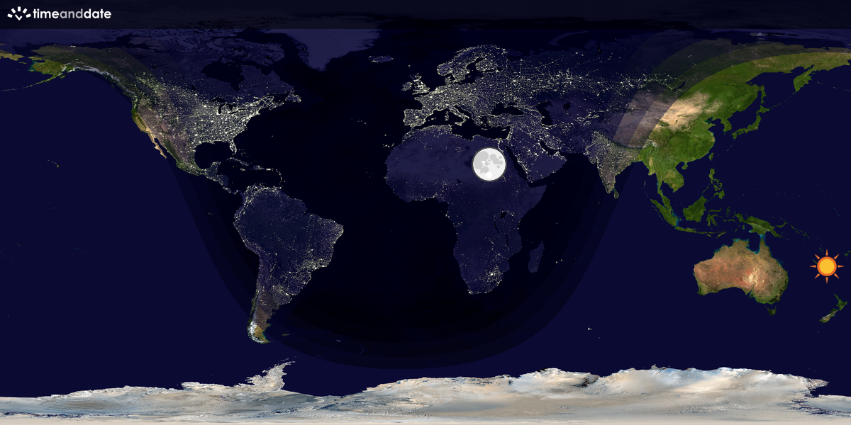 Verdenskart som viser dag og natt 