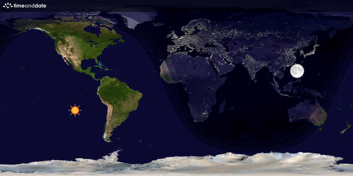 Verdenskart som viser dag og natt 