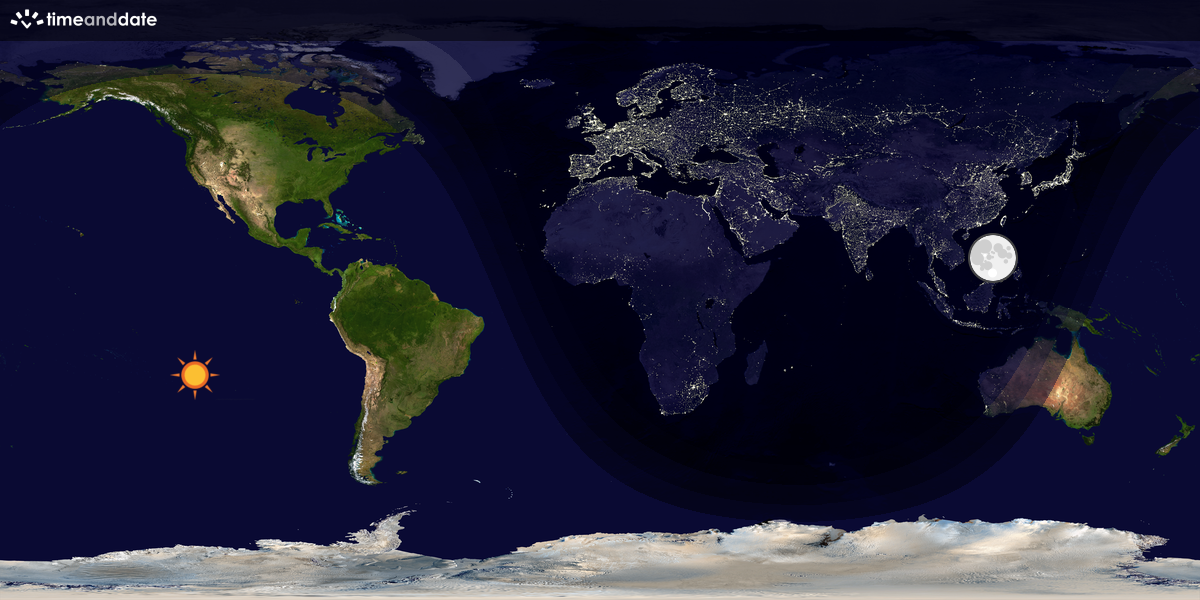Verdenskart som viser dag og natt 