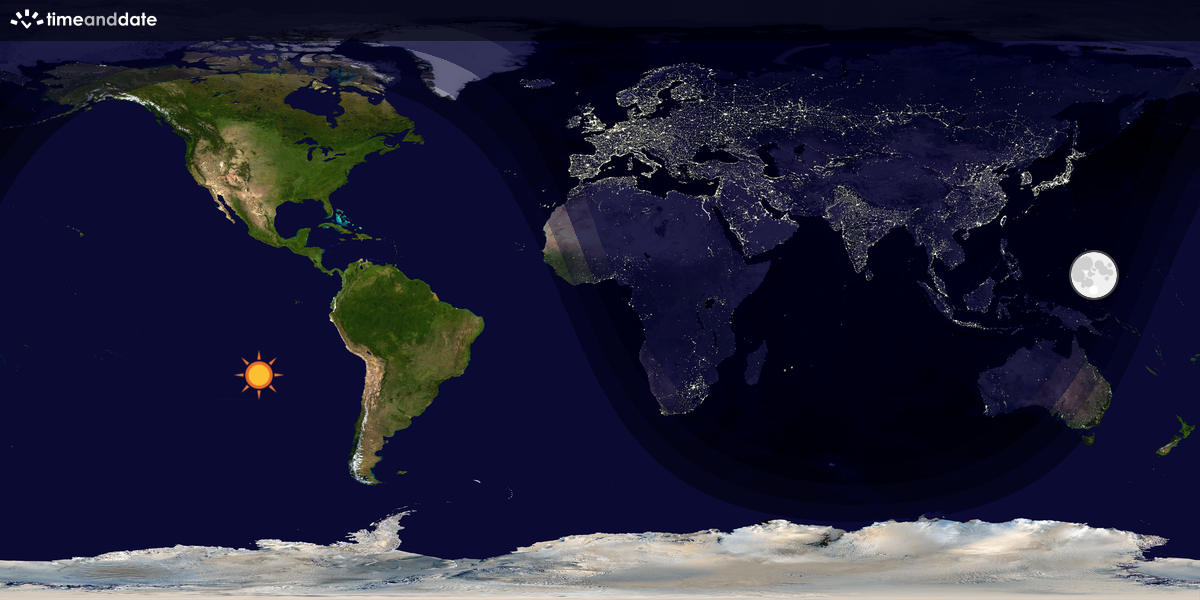 Verdenskart som viser dag og natt 