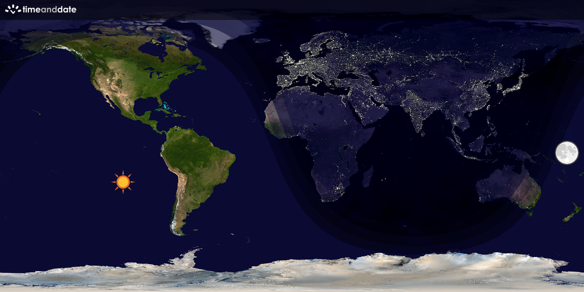 Verdenskart som viser dag og natt 