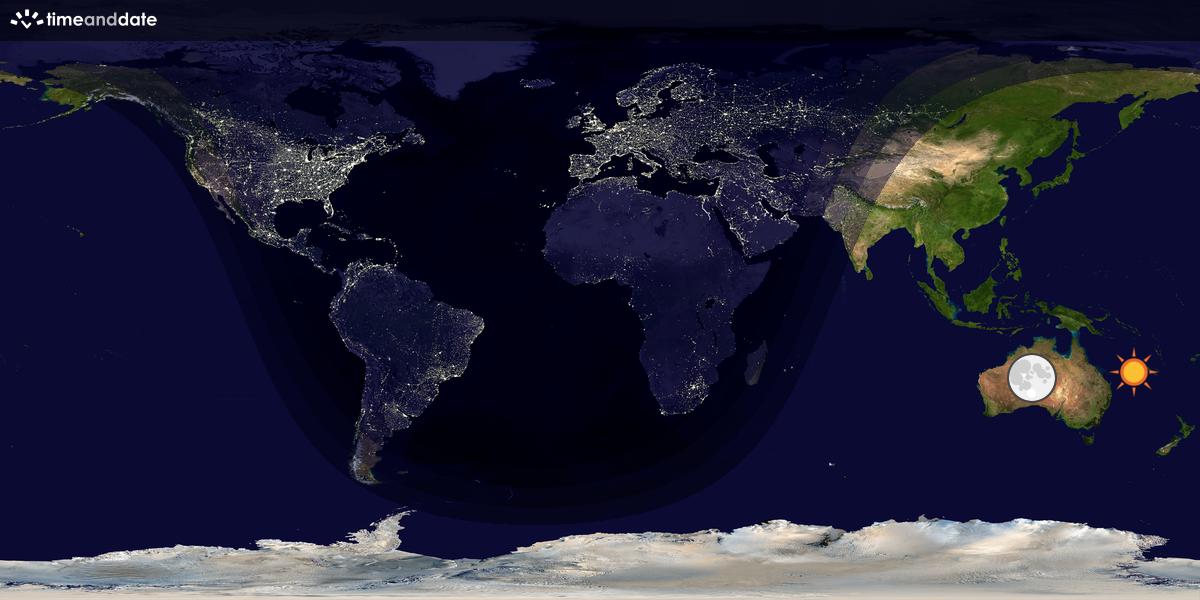 Verdenskart som viser dag og natt 