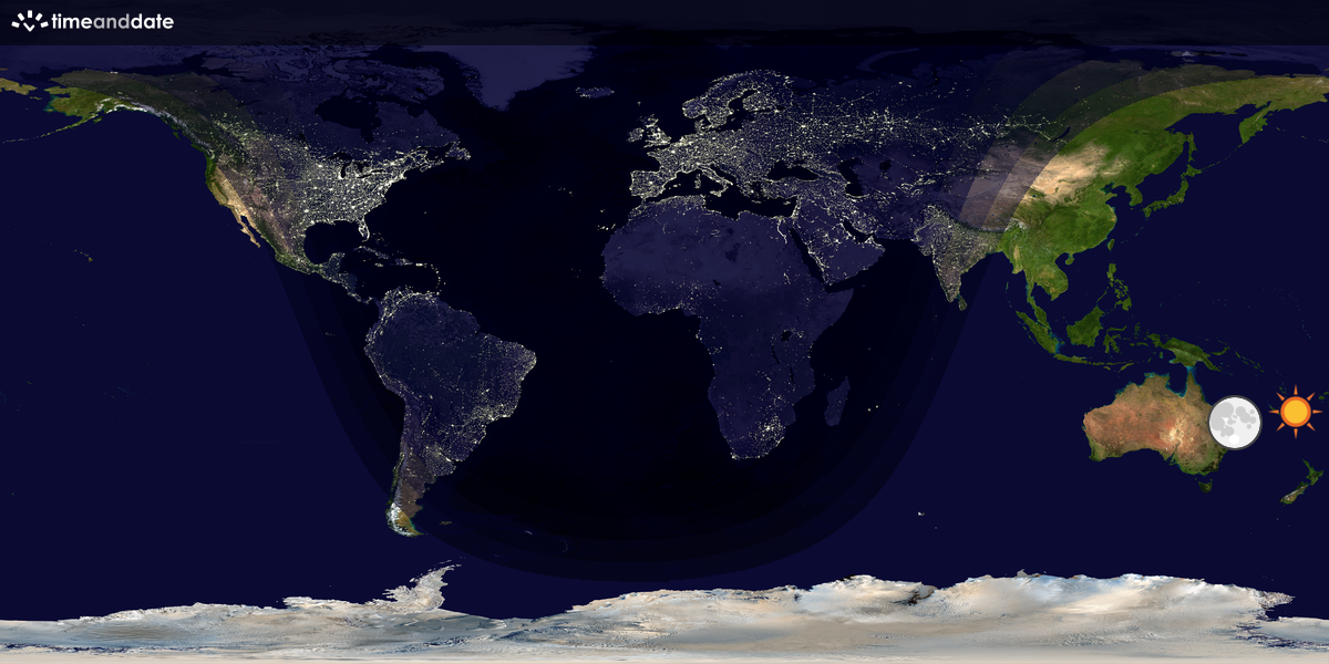 Verdenskart som viser dag og natt 
