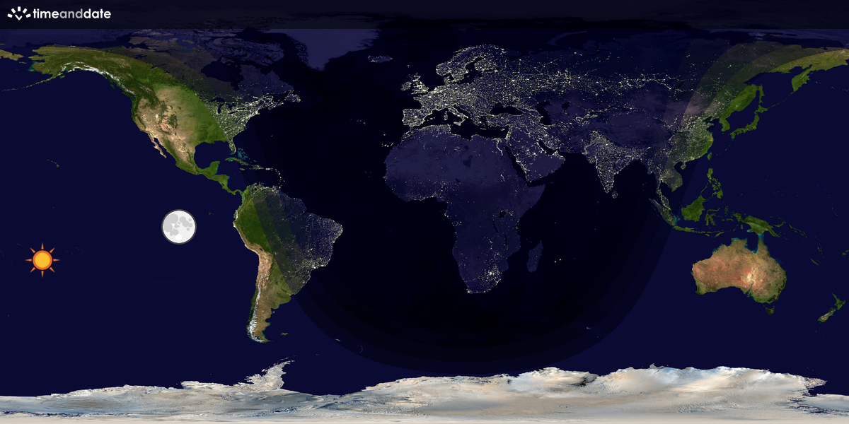 Verdenskart som viser dag og natt 