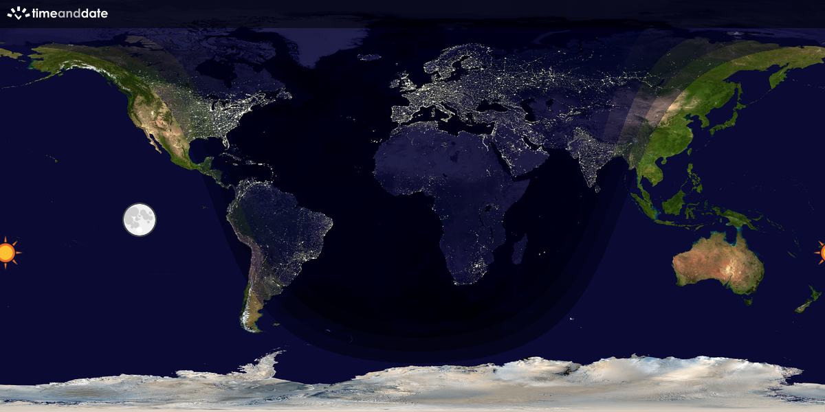 Verdenskart som viser dag og natt 