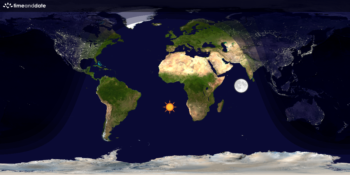 Verdenskart som viser dag og natt 