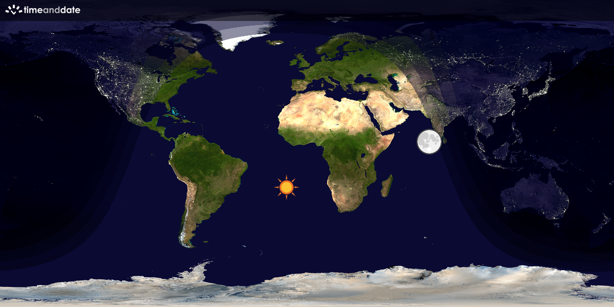 Verdenskart som viser dag og natt 