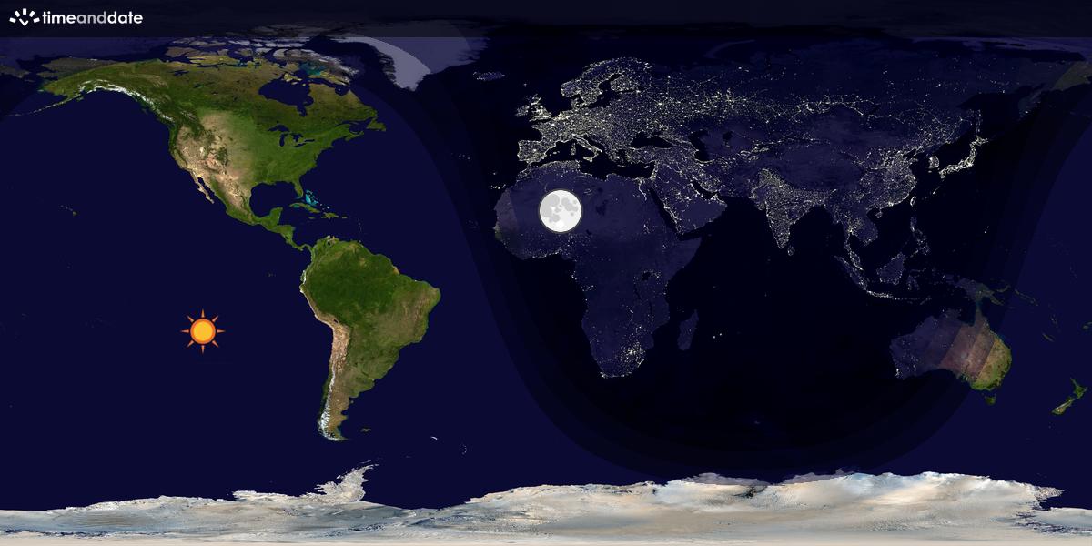 Verdenskart som viser dag og natt 