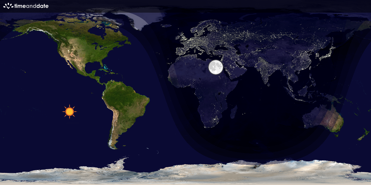 Verdenskart som viser dag og natt 