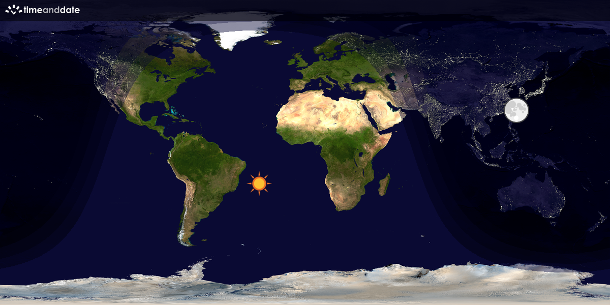 Verdenskart som viser dag og natt 