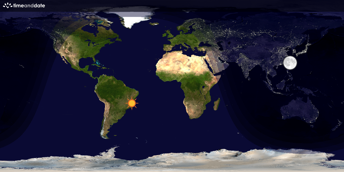 Verdenskart som viser dag og natt 