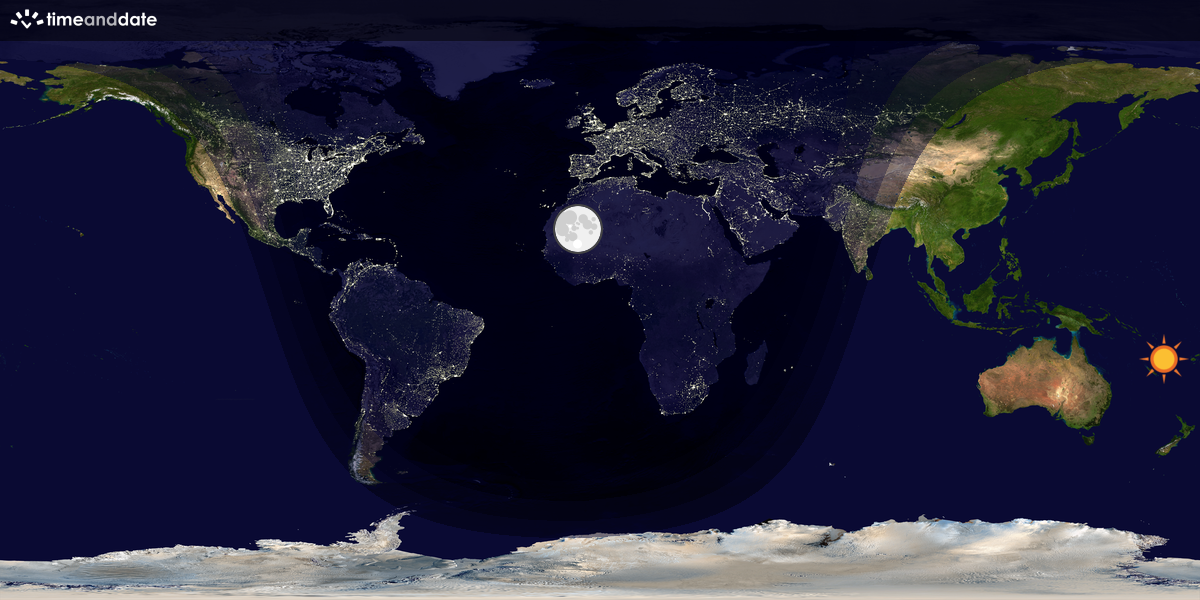 Verdenskart som viser dag og natt 