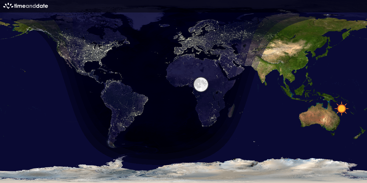 Verdenskart som viser dag og natt 