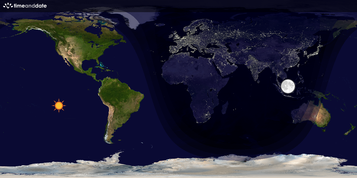 Verdenskart som viser dag og natt 