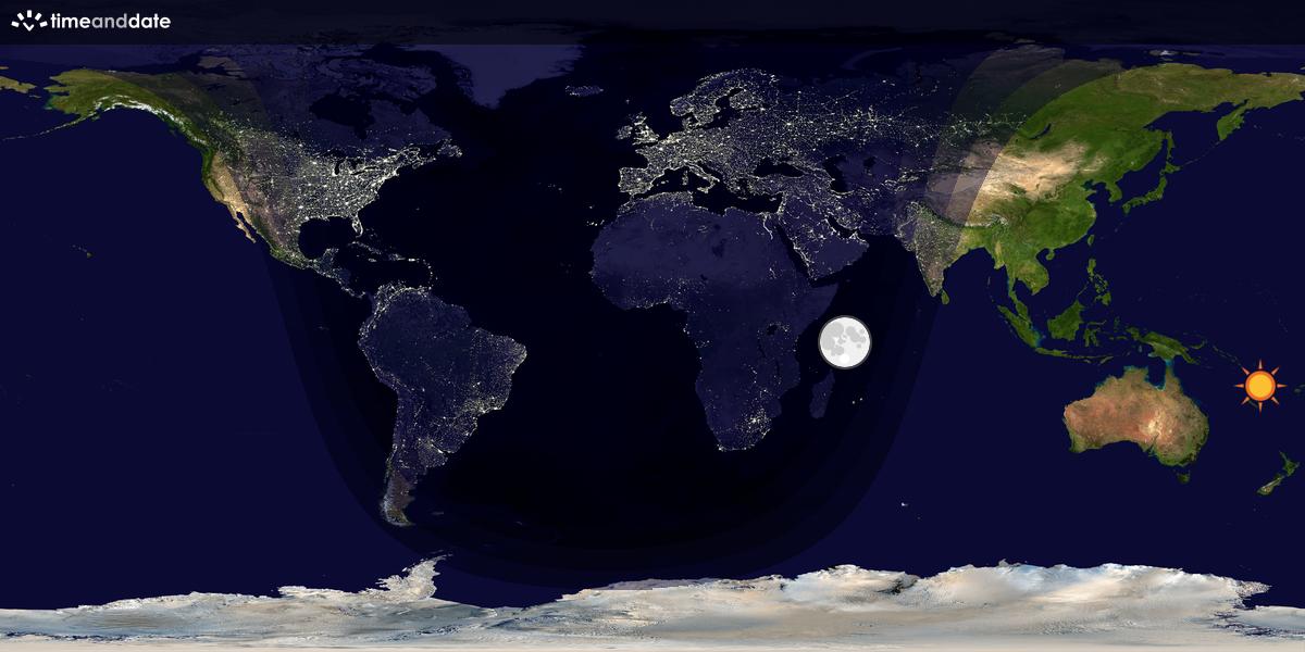 Verdenskart som viser dag og natt 