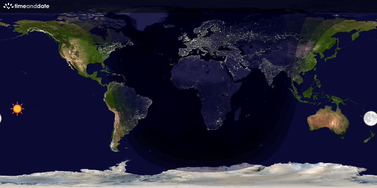 Verdenskart som viser dag og natt 